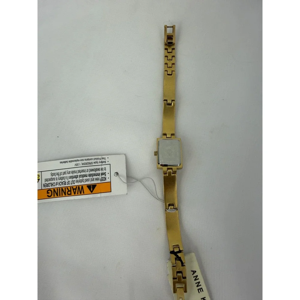 Anne Klein Womens Gold Tone Bangle Watch Rectangular Dial 10/5404GPEX New